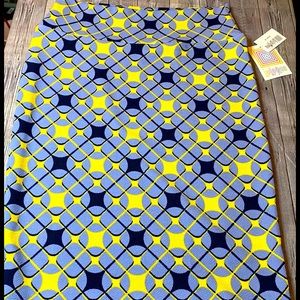 LULAROE CASSIE BLUE & YELLOW MEDIUM SKIRT (NWT)